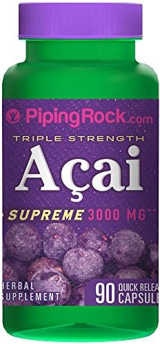 Piping Rock Triple Strength Acai 3000 mg Supreme 90 Quick Release Capsules Herbal Supplement