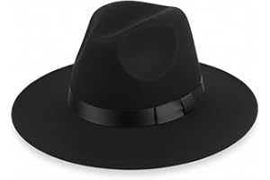 Black Fedora Hat for Men, Classic 1920s Gangster Hat with Elegant Satin Band for Parties and Themed Events