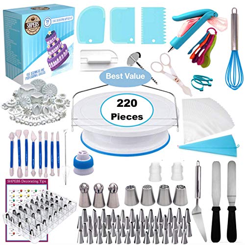 Shpebs UPDATED Cake Decorating Supplies | Cake Decorating Kit Baking Supplies Set | Rotating Cake Turntable Stand | Icing Piping Tips & Bags | Smoother & Spatulas, Frosting & Pastry Tools. - Thumbnail 7