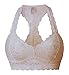SHAPERX Women's Lace Bralette Unpadded Breathable Sexy Racerback Floral Lace Bras,SZ5509-Pink-M