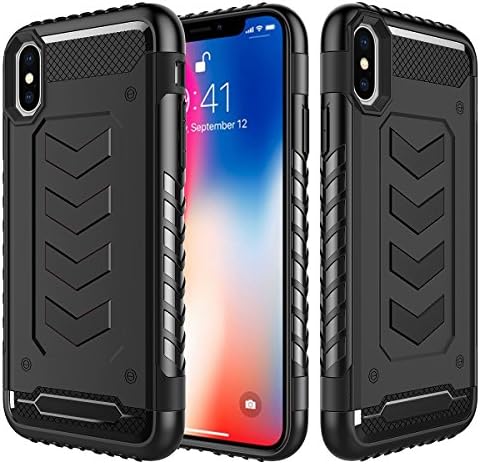 iPhone X Case,iPhone 10 Case,Grealthy Hybrid Soft Inner TPU Hard PC Back Cover Military Grade Extreme Drop Tested Heavy Duty Protective Cover [Shock Reduction] Dual Layer Case - Black