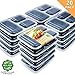 Enther Meal Prep Containers [20 Pack] 36oz 3 Compartment with Lids, Food Storage Bento Box with Souffle Cups BPA Free/Reusable/Stackable, Microwave/Freezer/Dishwasher Safe, Portion Control Black