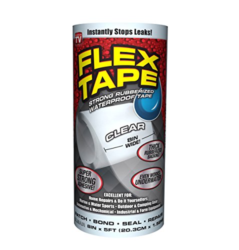 Flex Tape Rubberized Waterproof Tape, 8 inches x 5 feet, Clear
