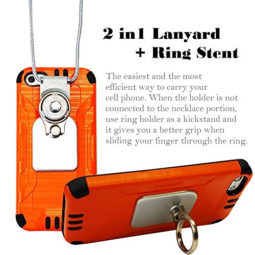 Universal 2 in 1 Phone Lanyard & Ring Stent, Cell Phone Tether Neck strap Holder Wrist Strap Ring Stent Kickstand For iPhone 5 6 6S 7 8 8 Plus Galaxy S7 Note 3 4 5 and Other Mobile Phones (Silver)