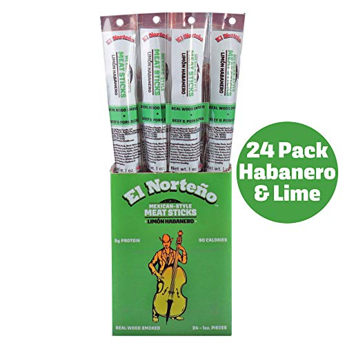 Habanero Lime Meat Sticks - Low Carb, Low Sugar Jerky Sticks by El Norteño - Smoked Pork & Beef Sticks, Gluten Free, NO MSG, Made in the USA (24 - 1oz Snack Sticks) - Thumbnail 7