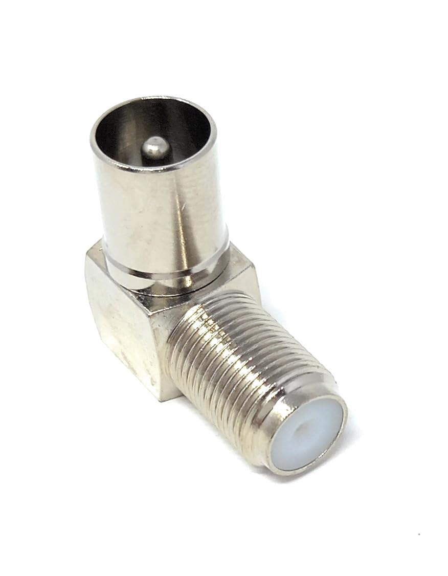 DRUT 1pcs F Type Screw Female to TV RF Male Jack Satellite Right Angle Adapter (Silver)