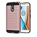 MOTO G4 Play / Moto G Play Case With Phone Stand,Ymhxcy [Metal Brushed Texture] Hybrid Dual Layer Full-Body Shockproof Protective Cover Shell For Motorola Moto XT1607 / XT1609-LS Rose Gold