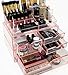 Sorbus Acrylic Cosmetics Makeup and Jewelry Storage Case X-Large Display Sets -Interlocking Scoop Drawers to Create Your Own Specially Designed Makeup Counter - Stackable and Interchangeable (Pink)