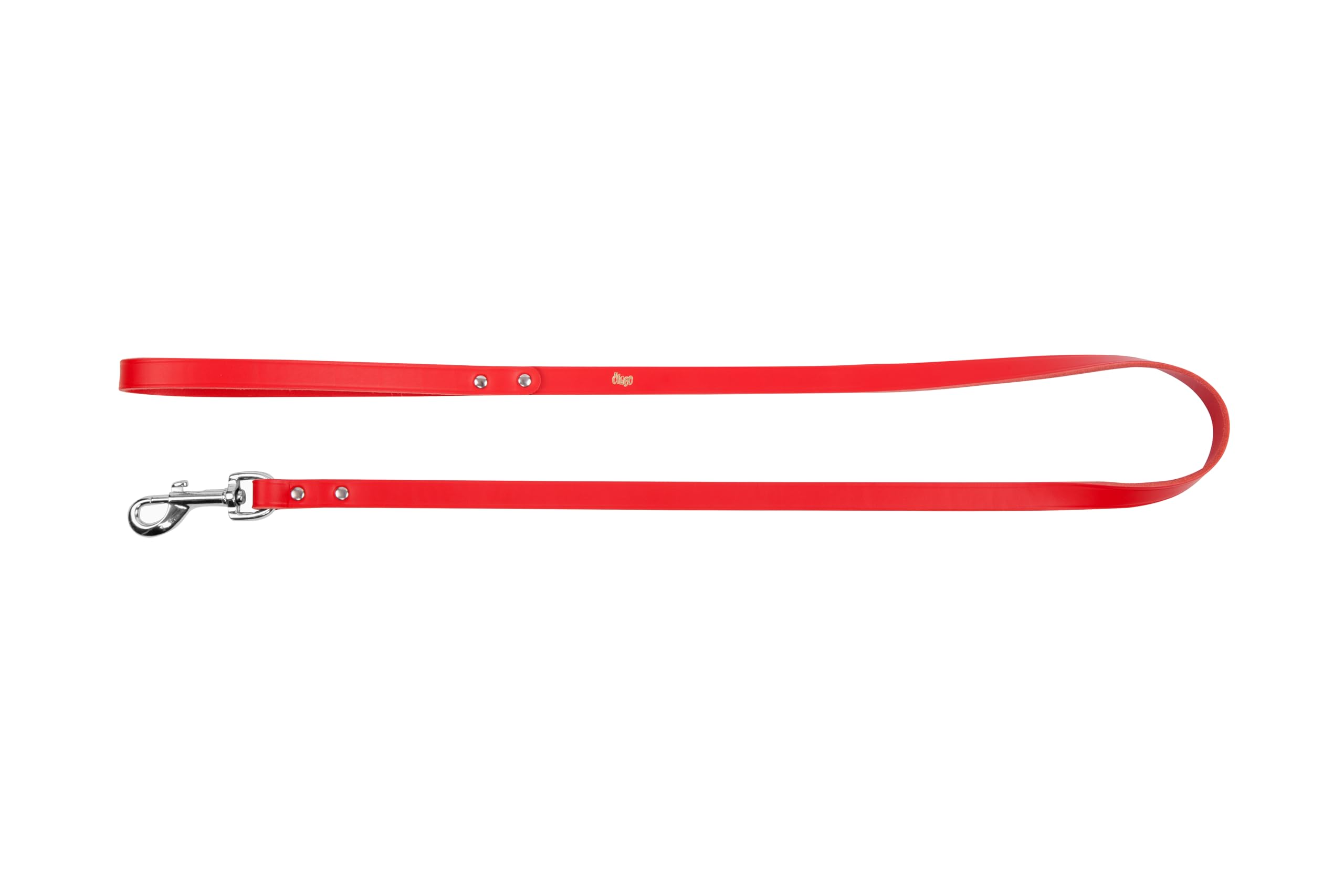 DINGO Genuine Leather Dog Leash, Handmade Lanyard, Strong, Riveted, 120 cm Long for Dog Walks, Daily Use, Red Colour, 1.8 cm Thin (10032)