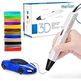 Merlion 3D Pen for Kids, 3D Pen with 1.75mm PLA Filament Pack of 12, Each Color 10 Feet, 3D Printing Pen with OLED Screen is for Kids,Artist, Adults Upgraded