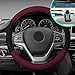 FH Group FH2033 Modernistic Steering Wheel Cover & Seat Belt Pads, Burgundy Color with Gift -Fit Most Car, Truck, SUV, or Van