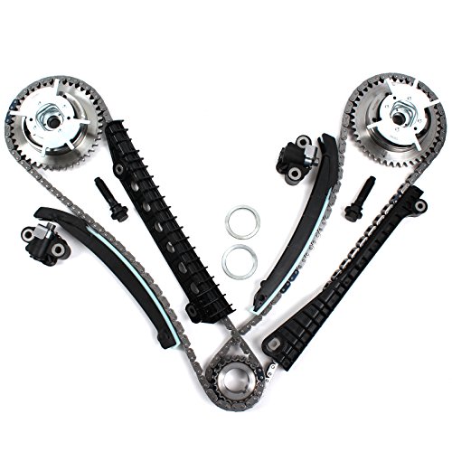 TK3060-VVT Timing Chain Kit, Camshaft Phasers with Mounting Bolts (Both Left & Right Side) for 04-08 Ford 5.4L (3-Valve) Engine Expedition F-150 F-250 Super F-350 Super / Lincoln