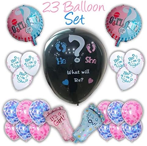 PIXEL Products ** Gender reveal Party Pack ** 36" Gender reveal Balloon + 4 Foil balloons & 18 Latex Balloons