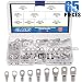 Glarks 65Pcs Assorted Heavy Duty Wire Lugs Battery Cable Tinned Copper Eyelets Tubular SC Ring Terminals Connectors with Spy Hole Assortment Kit