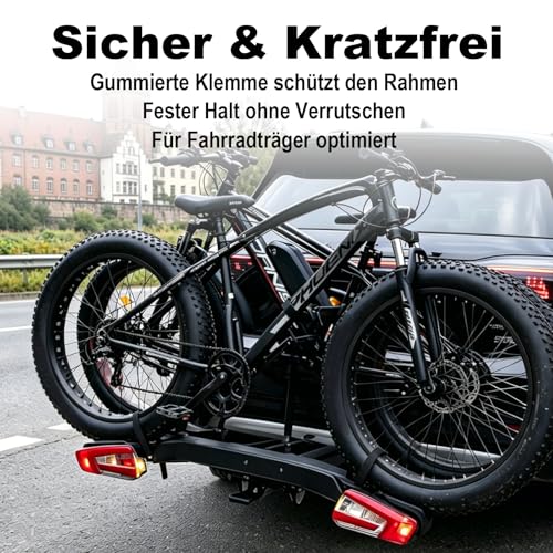 Bicycle Carrier Set with Ratchet Strap, Frame Holder Diameter 25 + 30 mm for Bicycle/Ebike, Adjustable Ratchet Strap Attachment, Removable (Black/Red)