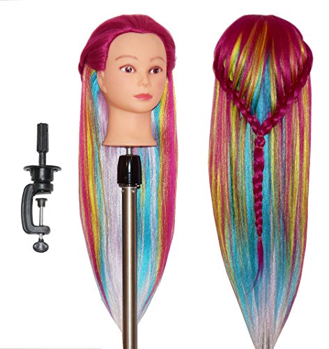 HairZtar 30" Synthetic Fiber Mannequin Head (Long and Thick) Hairdresser Training Head Manikin Cosmetology Doll Head (VICKY+C)