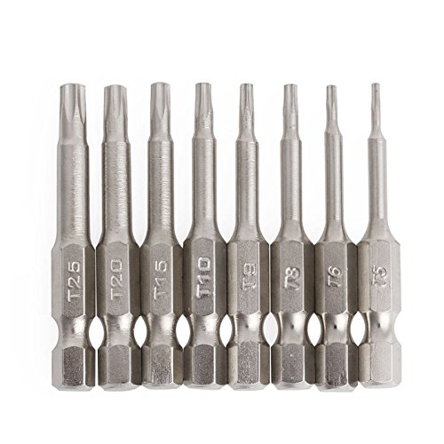Click Here to See More Images Kangnice New 8Pcs Magnetic Head Bits S2 Chrome Plated Steel 50mm Torx Screwdriver Bit Set