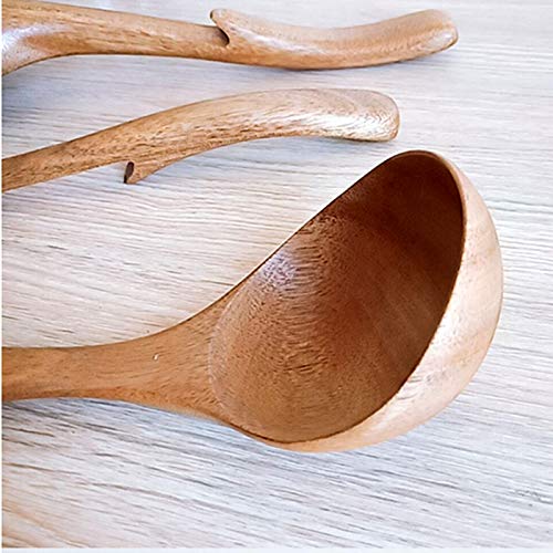 Wooden Soup Spoons,Wood Soup Ladle with Hook,Xamoca Wooden Kitchen