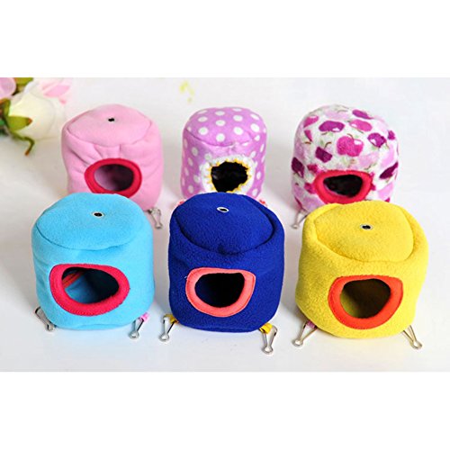 Bestanx Pet Hamster House Hammock Small Animals Mouse Squirrel Stump Type Warm Fleece Nest Hanging Bed in Winter (Randomly Colors) - Thumbnail 5