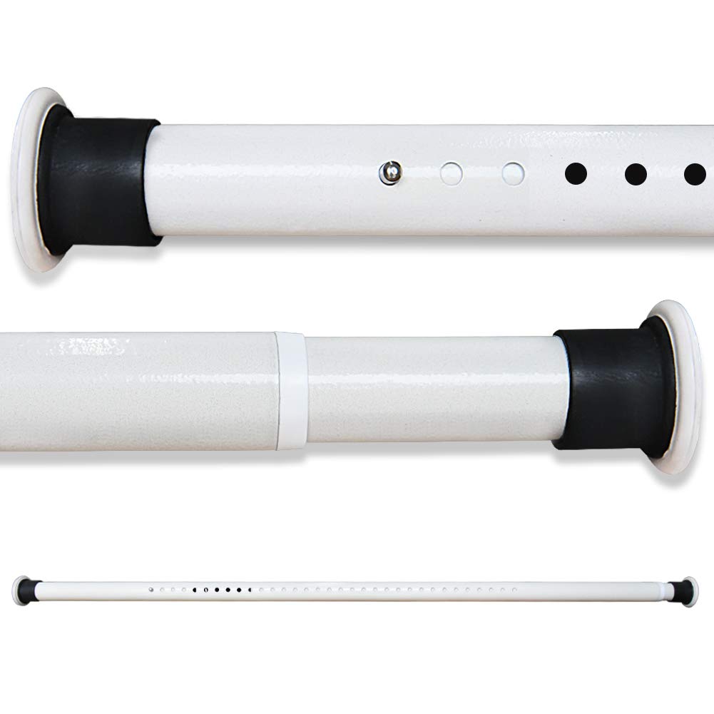 Extendable Shower Curtain Rod No Drilling Telescopic Curtain Poles Wardrobe Clothes Rail Carbon Steel 310-360CM White Adjustable Spring Tension Rod For Bathroom Window Kitchen Closet