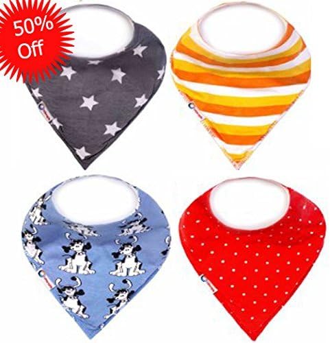 Uthropia Baby Bandana Drool Bibs,4 Pack Unique Designs,Best Gift for Boys and Girls