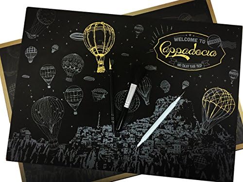 Scratch-off Art Paint Paper Night View Scratch board Draw DIY Black&amp;Golden 5 sheets