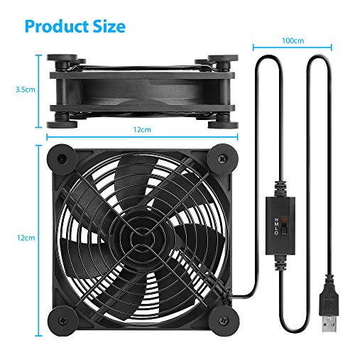 ANEXT, 120mm USB Fan, 120mm Fan Single, Silent Fan for Receiver DVR