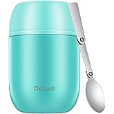 DaCool Food Thermo for Hot Food Insulated Food Jar 16 Ounce Vacuum Stainless Kids Lunch Thermo Container Bento for Kids Adult with Spoon Leakproof for School Office Picnic Travel Outdoors,Cyan Blue