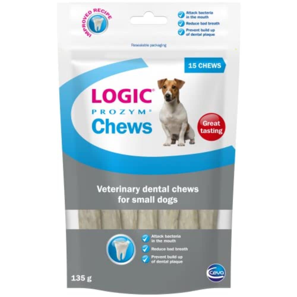Logic Prozym Dental Chews for Dogs and Puppies Over 6 Months | Small Dog & Puppy | Tooth Care | Low Calorie | 15 Chews