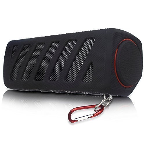 Sunshot Portable NFC Waterproof Super Bass Resonance Bluetooth Wireless Speaker With Power Bank Bluetooth CSR 4.0 Technology Compatible Outdoor Sport/ Climbing Stereo With Metal Snap Hook (Black)