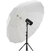 Fotodiox Pro 50in DEEP Parabolic Shoot-Through Umbrella - 16-Rib Translucent Photographic Deep Umbrella
