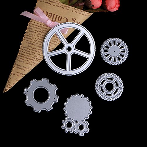 SCASTOE 5x Steampunk Cogs Gears Cutting Dies Stencils Scrapbooking Album Embossing Craft