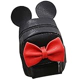 Women Girls Cute Mini Backpack Casual Travel Mouse Ear PU Leather Shoulder School Bag Rucksack Daypacks, Black, One Size