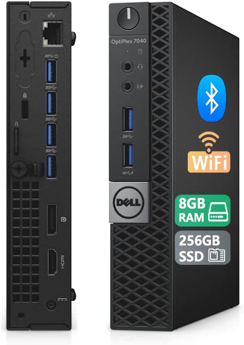 Dell Optiplex 7040 Mini PC de computadora, Intel Core i5-6500 de 4 núcleos 2.50GHz, 8GB DDR4 RAM, 256GB SSD WiFi, BT, Windows 11 Pro (reacondicionado)
