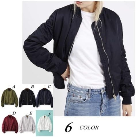 Amazon ボンバージャケット M1 ブルゾン スカジャン 長袖 羽織 ジャケット 秋冬 スタジャン お洒落 レディース Feｌicita p Lサイズ ホワイト コート ジャケット 通販