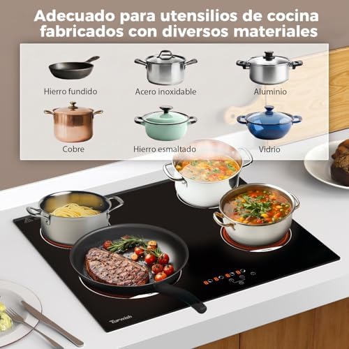 Placa cerâmica de 4 bocas, placa cerâmica de 60cm, 6000W