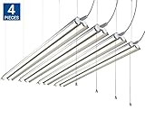 Hyperikon Linkable LED Shop Light 4FT Double Tube 40W (100W Eq) 4000K (Daylight Glow), 4000Lm, Frosted Cover, Energy Star & DLC, Linkable Integrated Double Fixture For Workshop Garage Basement - 4Pack