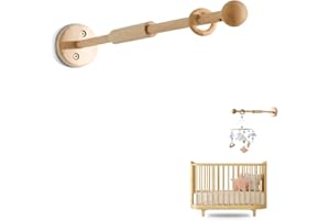 Wooden Mobile Arm for Baby Crib - 21.6 Inch Screw Reinforced Mobile Hanger with Wall Bracket for Nursery Decor