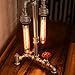 Designer Edison Vintage Style Industrial Steampunk Craftsmanship Interior Retro Pipe Table/Desk/Bedside Lamp (Double Lights)