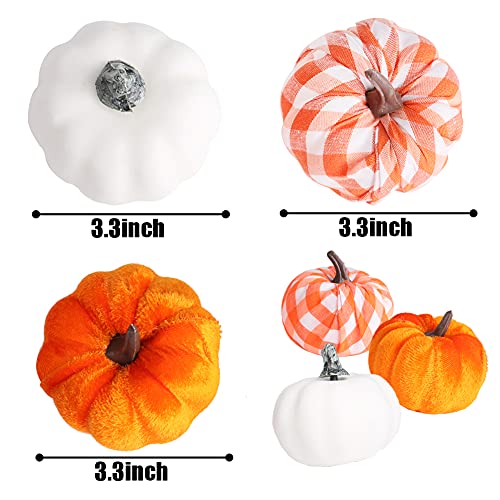HiPatio Artificial Pumpkins, 8 Pcs Fake Pumpkins Faux Harvest Pumpkins for Thanksgiving Party Halloween Holiday Decorations