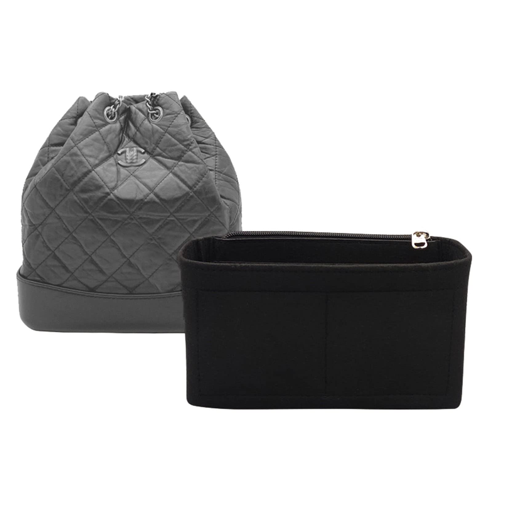 Lckaey Felt Purse Organizer Insert for gabrielle backpack organizer gabrielle tramp bag lining Insert 2074black-S