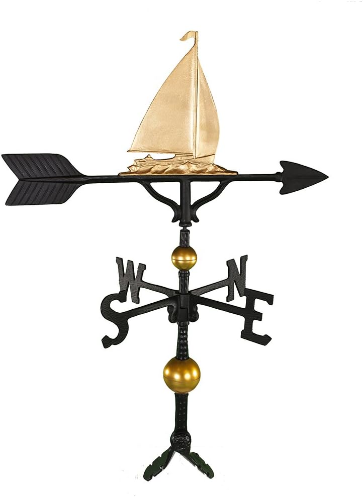 Weathervanes - Montague Metal Products 32-Inch Deluxe Weathervane with Gold Sailboat Ornament