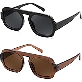 FEISEDY Retro Square Aviator Sunglasses Women Men 70s Vintage Trendy Plastic Frame Sun Glasses B4158