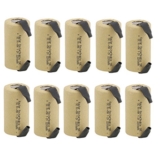 Kastar 10 Pieces SC-2200 SUB-C NI-CD Battery 2200mAh 1.2V, High Drain 10Amp Flat Top Rechargeable Battery With Tabs, Use These To Rebuild Your Batteries Such As Power Tool Dewalt Or Others