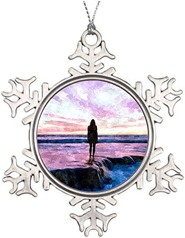 XASAN Decorative Hanging Ornament Custom Photo Pewter Snowflake Christmas Ornament,3 Inches