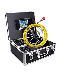 HBUDS Cámara de inspección de tuberías, tubo de drenaje de tubería de drenaje industrial endoscopio, sistema de vídeo de serpiente impermeable con monitor LCD de 7 pulgadas 1000TVL Sony CCD DVR grabadora (8 GB tarjeta SD incluida)
