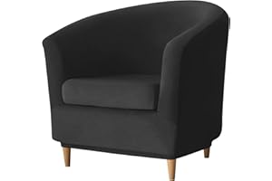 Deisy Dee 2 Piece Velvet Club Chair Slipcover Stretch Barrel Chair Covers Accent Chair Cover Removable Couch Furniture Protector Arm Chair Cover for Living Room (Black)