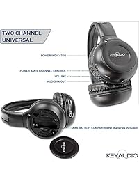 Auriculares de diadema de infrarrojos universales plegables de dos canales con cable auxiliar inalámbrico para reproductor de DVD IR, auriculares para coche, TV, vídeo, audio y sonido superior, 4