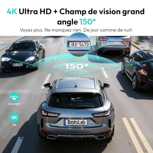 Botslab 4K Mini Dash Cam 360° Rotatable with Super Capacitor, Dual Band Wi-Fi & Bluetooth, Night Vision, 24H Parking Mode, App Control, G-Sensor, Wide Angle, Up to 512GB