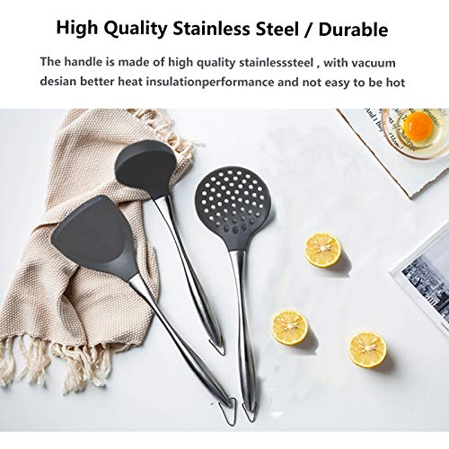 Silicone Stainless Steel Kitchen Utensils Set, 3Pieces Flexible